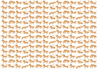 かわいい手書きの馬 いろいろなポーズ模様