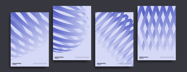 Modern posters with light gradient geometric compositions. 