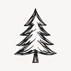 Obraz premium Simple hand-drawn Christmas tree.