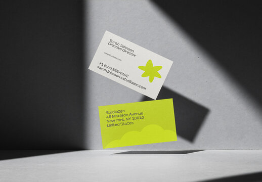 Floating Business Cards Mockup &ndash; Minimal Realistic Branding Scene