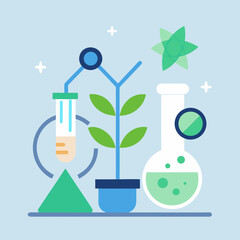 Biotech Lab DNA Plant Science Vector Minimal Illustration