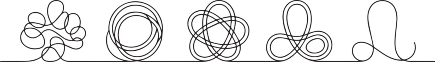 Simplifying Process Concept – Messy Scribble to Clean Line, Chaos Transformation & Stress Reduction for Psychotherapy and Problem Solving — Vector Illustration