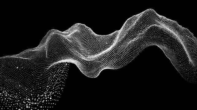 Generative particle hills forming a point cloud landscape that visualizes big data analytics and algorithmic patterns at scale.
