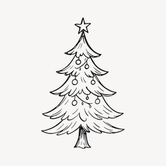 Hand-drawn Christmas tree illustration.
