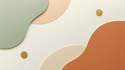 Abstract organic shapes in pastel and earth tones with gold accents