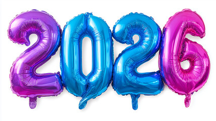 Foil number balloons forming 2026, celebrating the new year and marking milestones for events, promotions, announcements, and festive branding.
