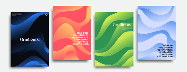 Minimal Posters with wavy gradient patterns deisgn. 