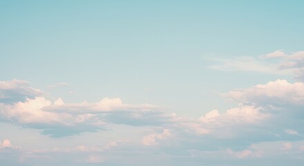 Ethereal Sky: Pastel Clouds Drifting in Tranquil Blue Expanse