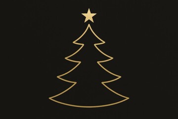 Obraz premium Minimalist gold Christmas tree illustration.
