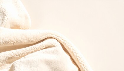 Soft beige fabric folds close-up texture