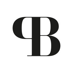 abstract icon, two merged letters, black and white