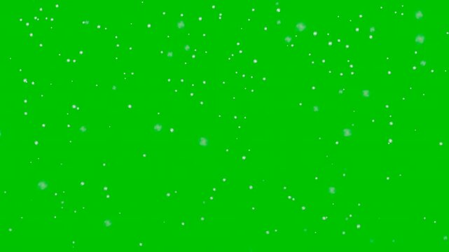 Realistic snow fall seamless loop animation isolated on green background. Stock video animation