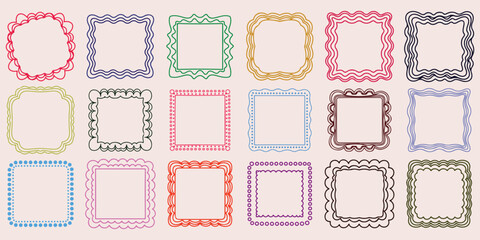 Decorative Frame Icons, Collection Of Colorful Border And Ornament Symbols For Design Project Management And Decoration Applications

