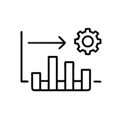 Business process management diagram with gear and bar chart  