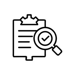Checklist with magnifying glass and checkmark for process management  