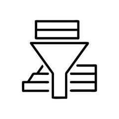 Process management diagram with funnel and data blocks illustration  