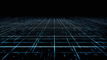 Digital grid with bright lines against a black background, suggesting futuristic data streams or network
