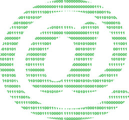 vector illustration at arroba symbol email designed with binary code system numbers
