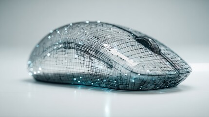 Modern computer mouse with digital circuitry and illuminated particles
