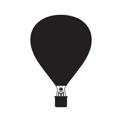 Simple Monochrome Black Silhouette Icon of a Hot Air Balloon with Basket