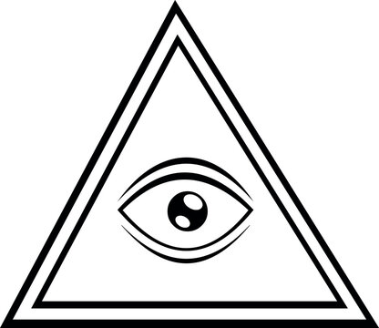 vector illustration drawing black and white eye in a pyramid shape in concept of mazon, spiritual and egyptian symbol