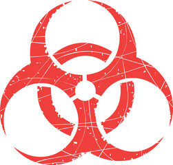 vector illustration red worn texture rubber stamp symbol biohazard concept