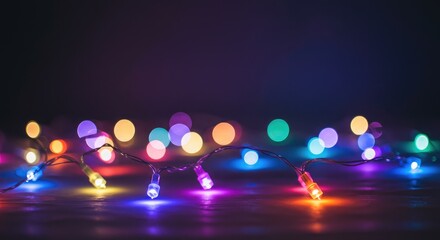 Festive string lights with bokeh effect
