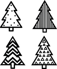 Fototapeta premium Geometric Christmas Tree Icons Modern Festive Designs
