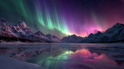 Northern Lights Above Frozen Lake
