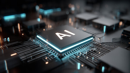 AI processor on circuit board symbolizes accelerated inference, smart devices, and the hardware foundation that powers modern machine learning.
