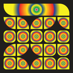 Psychedelic Gradient Geometric Pattern — Vibrant Rainbow Striped Shapes — Modern Abstract Retro Design