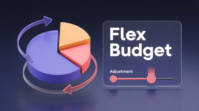 Interactive pie chart and budget adjustment tool, representing flexible financial planning, data analysis, and resource allocation, a conceptual 3D render.
