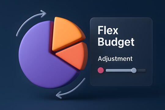 Interactive pie chart and budget adjustment tool, representing flexible financial planning, data analysis, and resource allocation, a conceptual 3D render. - Powered by Adobe