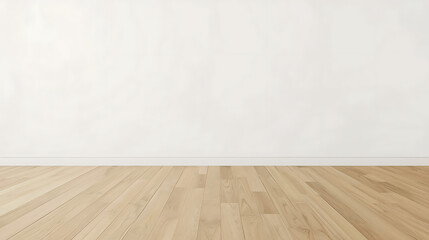Clean, modern interior space with light wood floor and white wall perfect for product placement and design mockups.