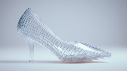 Elegant glass slipper isolated on white background for fashion concepts
