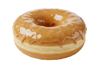 Delicious caramel glazed donut with tempting drips