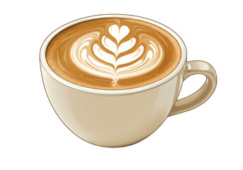 Perfect latte art in a creamy mug for your cafe