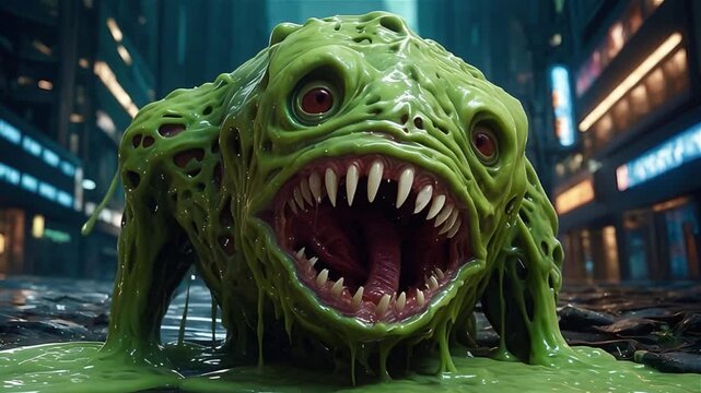 Animation of Green Monster Slime	