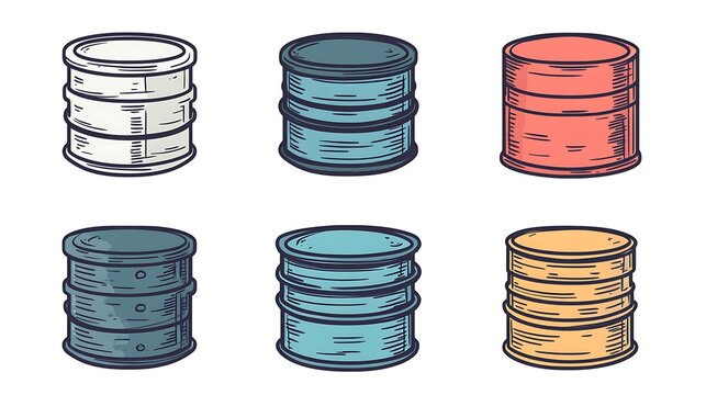 Pixel Art Barrels Set Retro Game Containers Collection