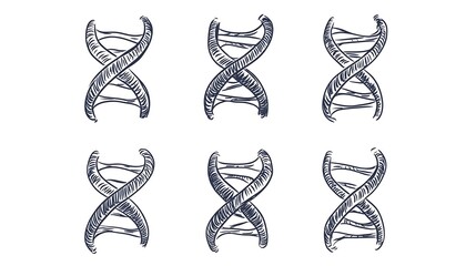DNA Strands Genetic Code Biology Illustration Set
