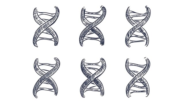 DNA Strands Genetic Code Biology Illustration Set