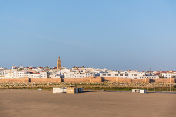 Rabat, Morocco – Traditional Narrow Street in the Medina with Whitewashed Walls and Wooden Doors