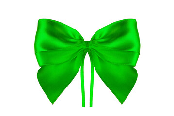 A large green bow on a white background