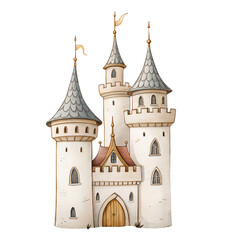 Fairytale Castle Illustration – Magical Medieval Palace Watercolor Clipart