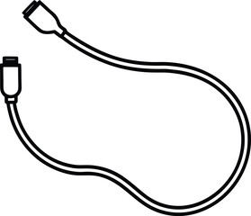 Electric Car Charging Cable Line Vector Illustration Isolated on White Background