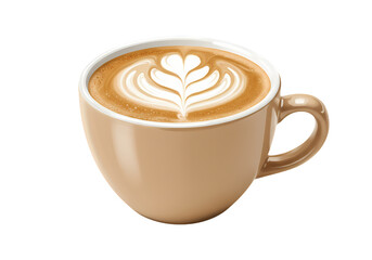 Perfect latte art in a warm ceramic mug ready to enjoy