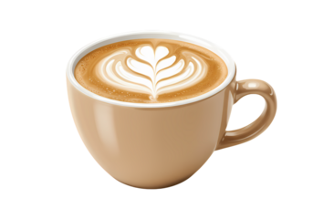 Perfect latte art in a warm ceramic mug ready to enjoy