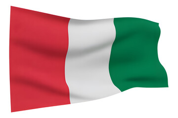Realistic 3D Italy Flag Waving – Italian Tricolor Red White Green Fabric Texture