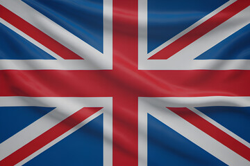 Realistic 3D Union Jack Flag – Detailed United Kingdom Banner with Waving Fabric Texture