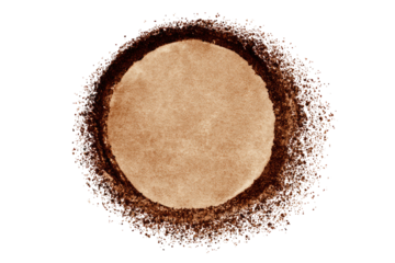 Circular,  brown,  watercolor  design,  organic  shape.  Dark  brown  ring  around  a  light  brown  circle.  Abstract